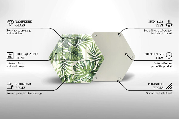 Chopping board glass Illustration of the Monstera leaves