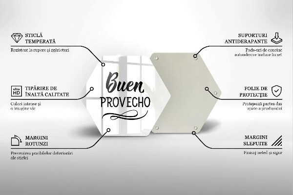 Chopping board glass The inscription Buen Provecho