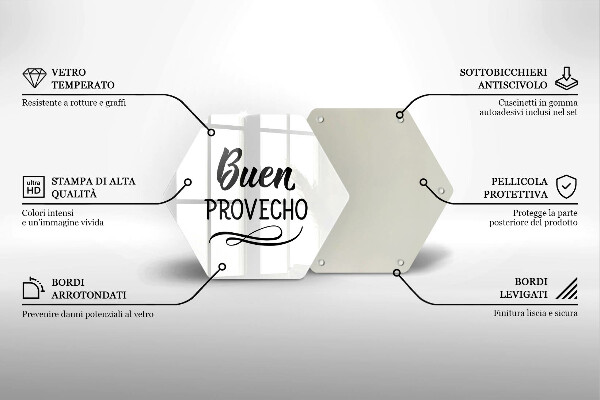 Chopping board glass The inscription Buen Provecho