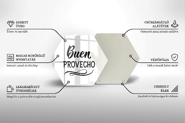 Chopping board glass The inscription Buen Provecho