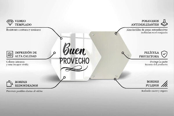 Chopping board glass The inscription Buen Provecho