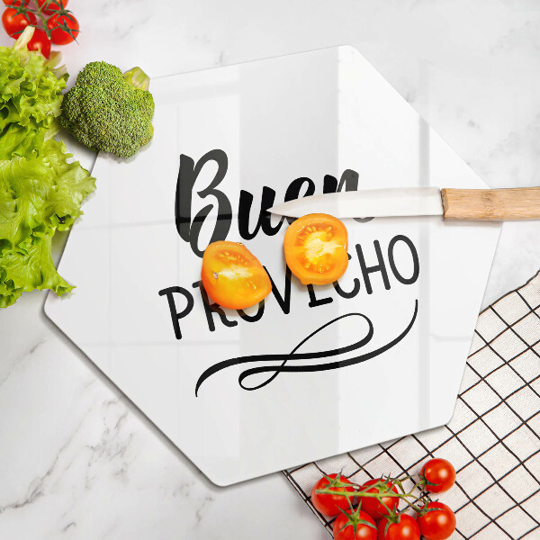 Chopping board glass The inscription Buen Provecho