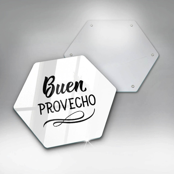 Chopping board glass The inscription Buen Provecho