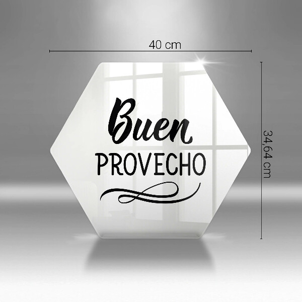 Chopping board glass The inscription Buen Provecho