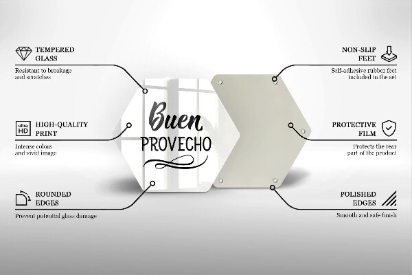 Chopping board glass The inscription Buen Provecho