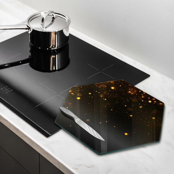 Chopping board glass Golden glitter
