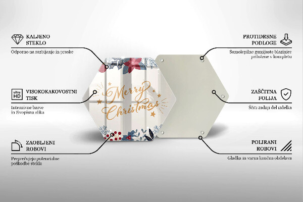 Chopping board glass The inscription Mera Christmas