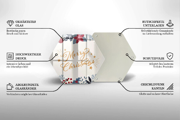 Chopping board glass The inscription Mera Christmas