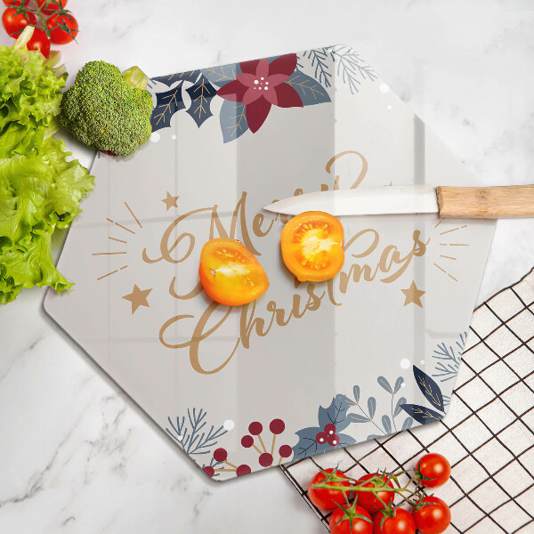 Chopping board glass The inscription Mera Christmas