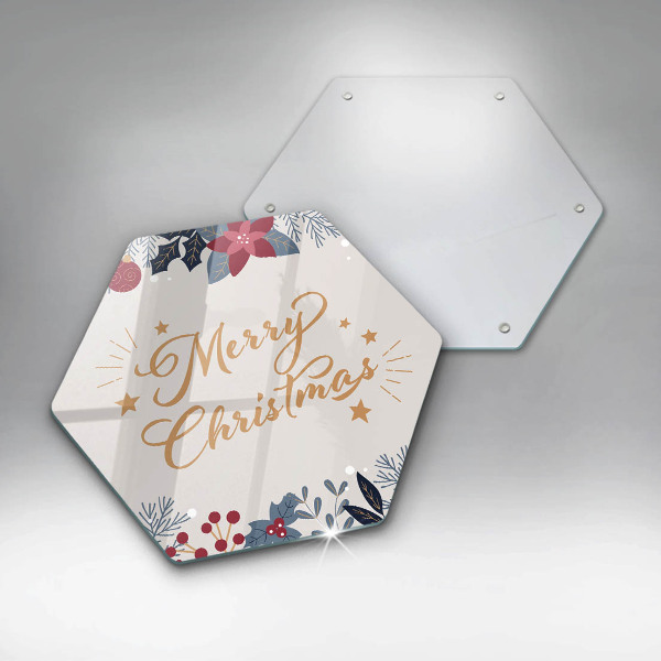 Chopping board glass The inscription Mera Christmas
