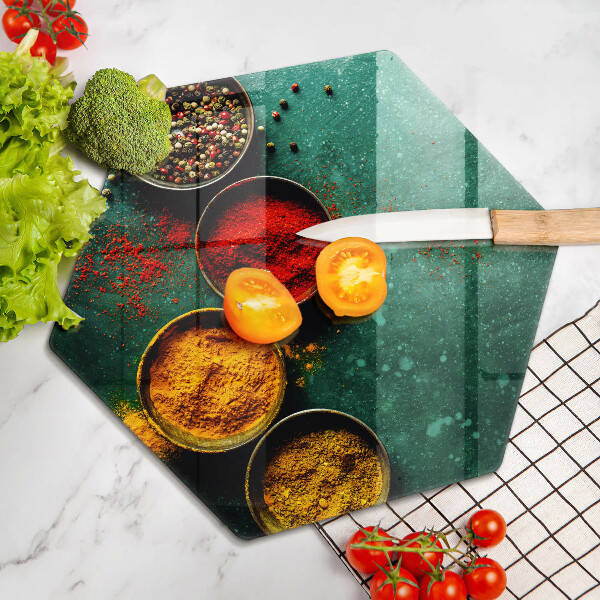 Glass kitchen board Oriental spices