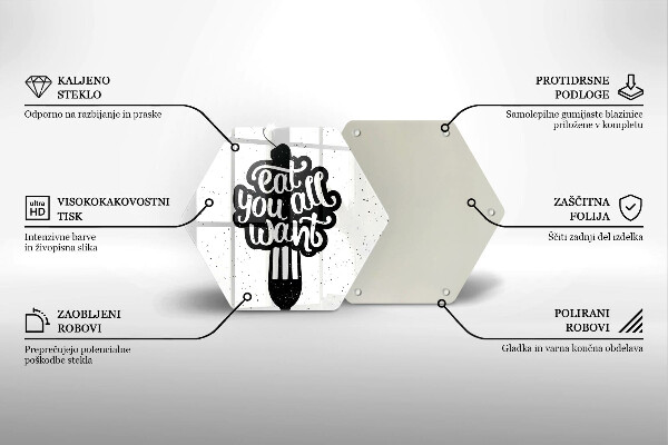 Glass kitchen board The inscription Eat You All Want