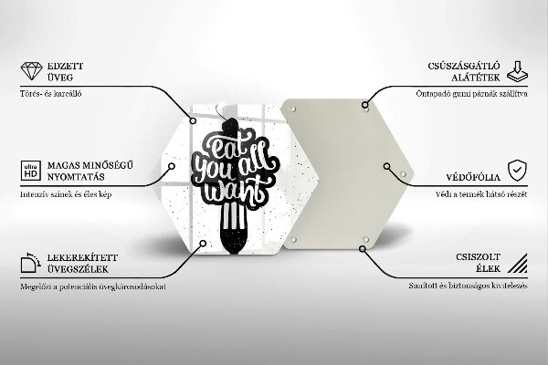 Glass kitchen board The inscription Eat You All Want