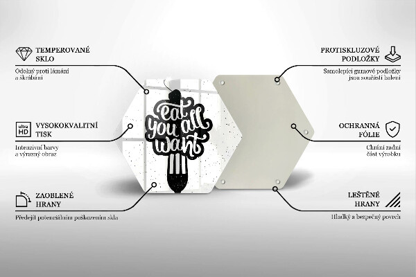 Glass kitchen board The inscription Eat You All Want