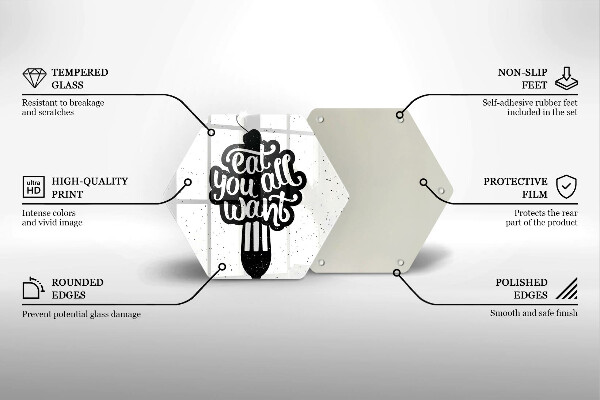 Glass kitchen board The inscription Eat You All Want