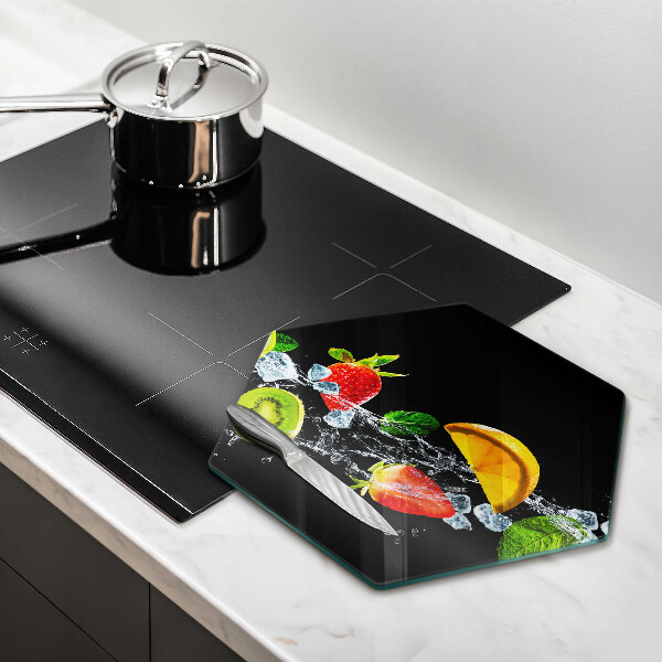 Glass kitchen board Fruits in water