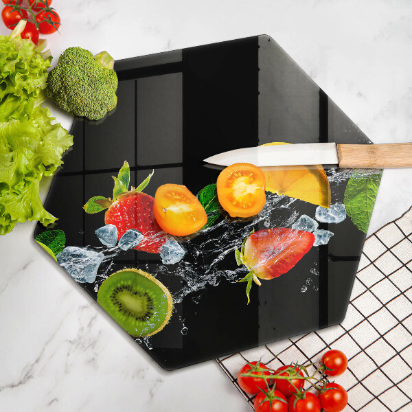 Glass kitchen board Fruits in water