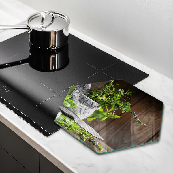 Glass kitchen board Green herbs