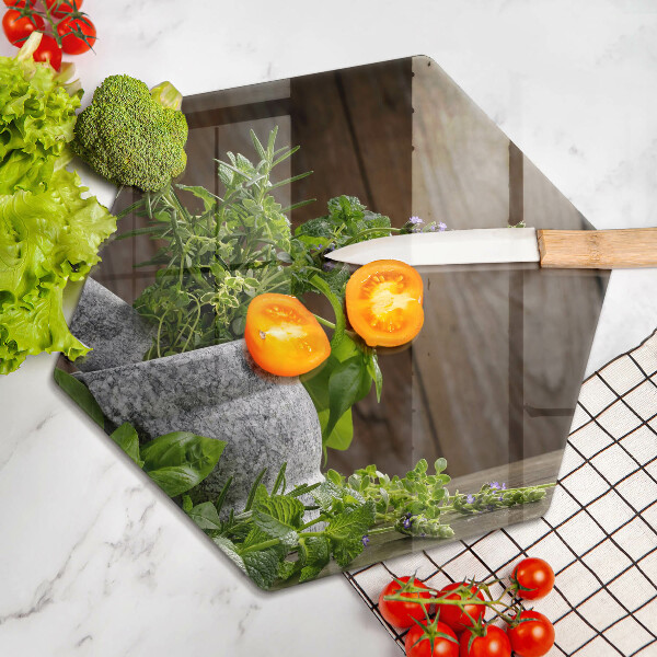 Glass kitchen board Green herbs