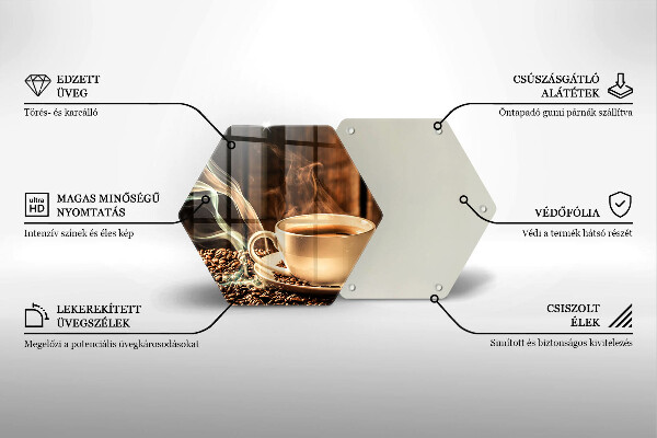 Glass kitchen board Cup and coffee beans