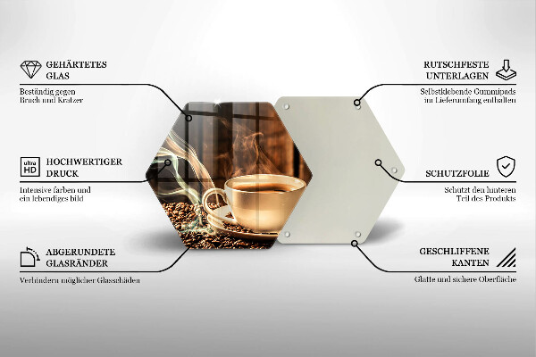 Glass kitchen board Cup and coffee beans