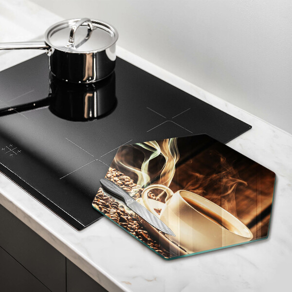 Glass kitchen board Cup and coffee beans