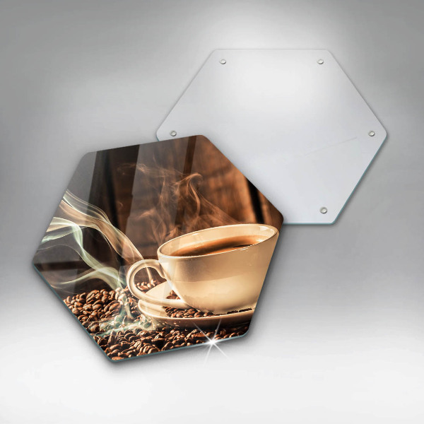 Glass kitchen board Cup and coffee beans
