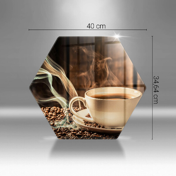 Glass kitchen board Cup and coffee beans