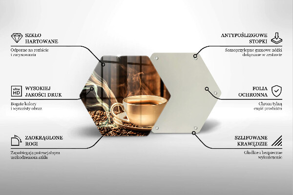 Glass kitchen board Cup and coffee beans