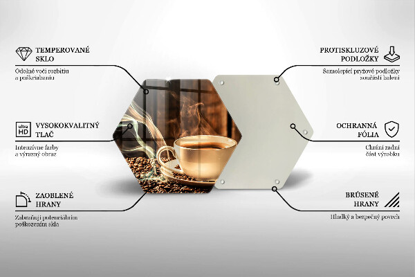 Glass kitchen board Cup and coffee beans