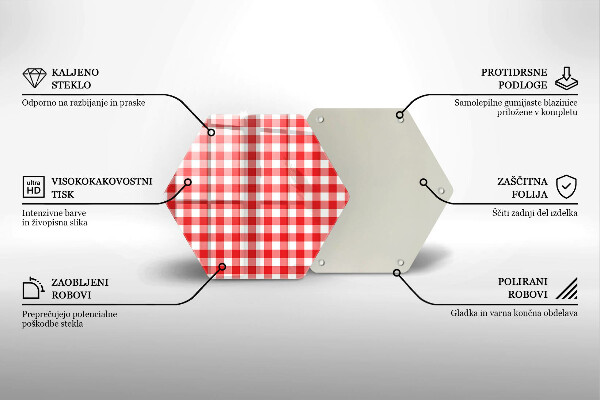 Glass kitchen board Red white grille