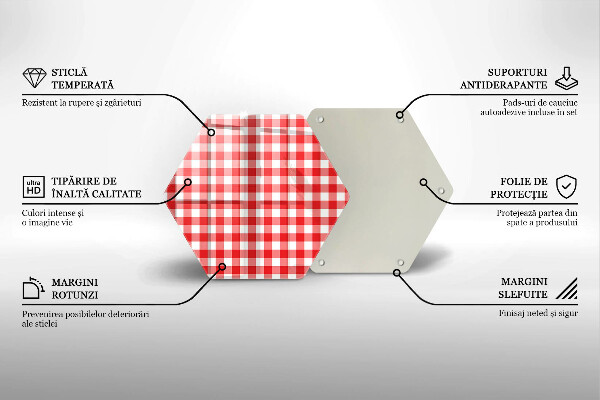 Glass kitchen board Red white grille