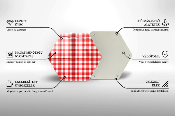 Glass kitchen board Red white grille