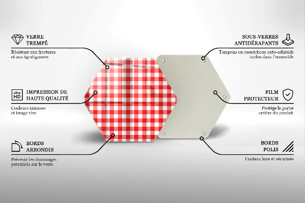 Glass kitchen board Red white grille