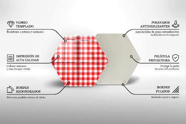 Glass kitchen board Red white grille
