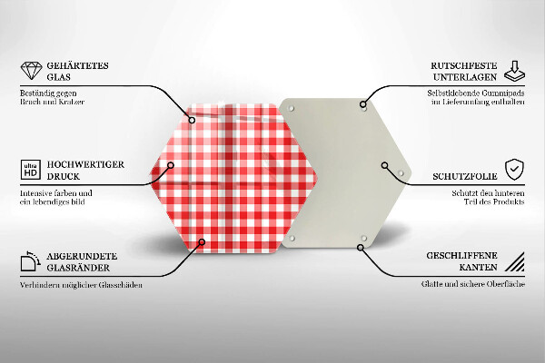 Glass kitchen board Red white grille