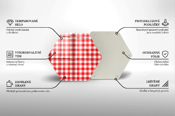 Glass kitchen board Red white grille