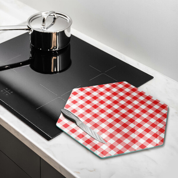 Glass kitchen board Red white grille
