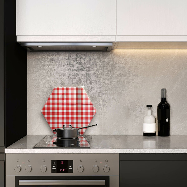 Glass kitchen board Red white grille