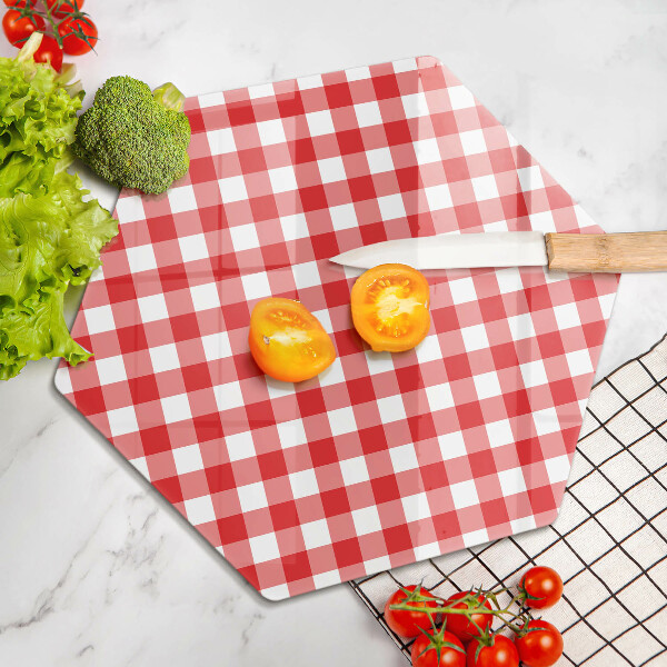 Glass kitchen board Red white grille