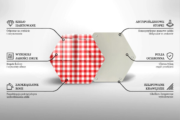 Glass kitchen board Red white grille