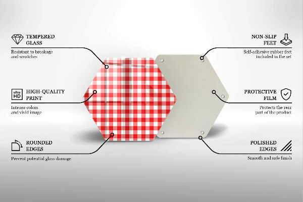 Glass kitchen board Red white grille