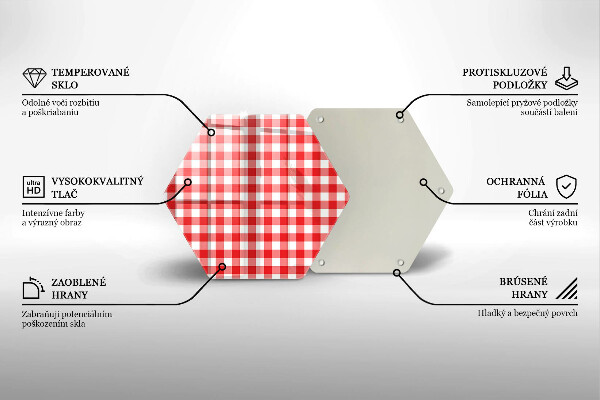 Glass kitchen board Red white grille