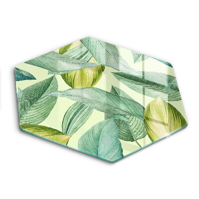 Glass kitchen board Green tropical leaves