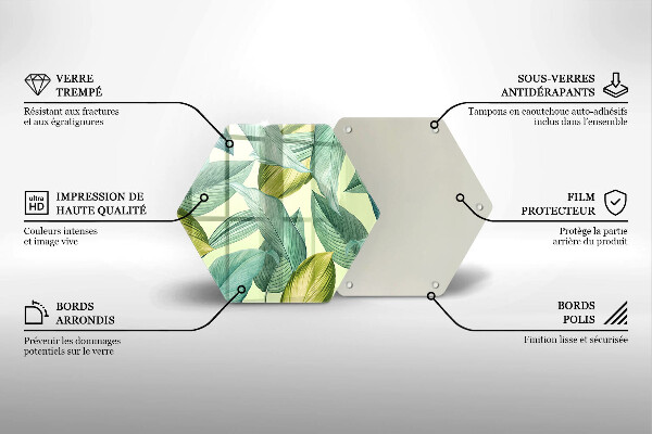 Glass kitchen board Green tropical leaves