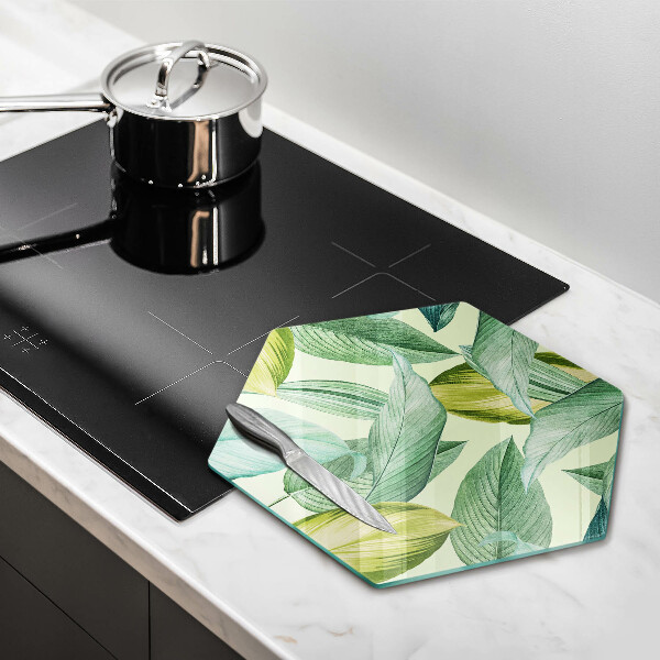 Glass kitchen board Green tropical leaves