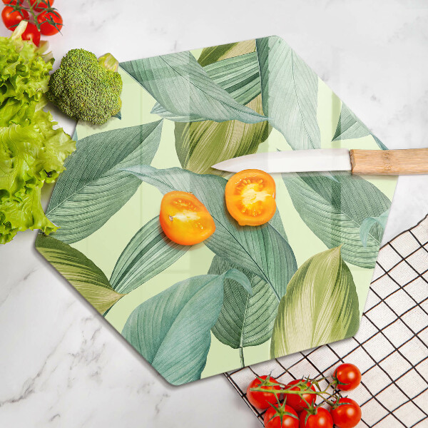 Glass kitchen board Green tropical leaves