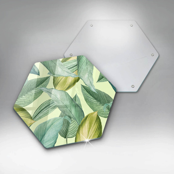 Glass kitchen board Green tropical leaves