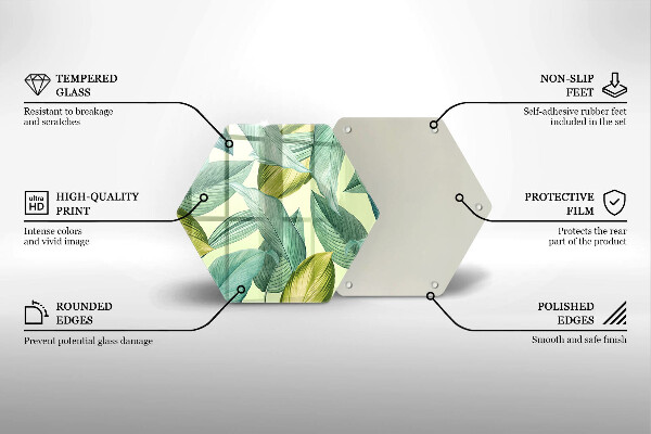 Glass kitchen board Green tropical leaves