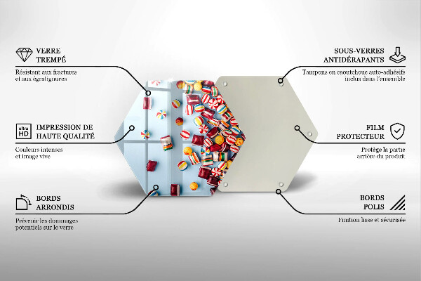 Glass kitchen board Colorful candies